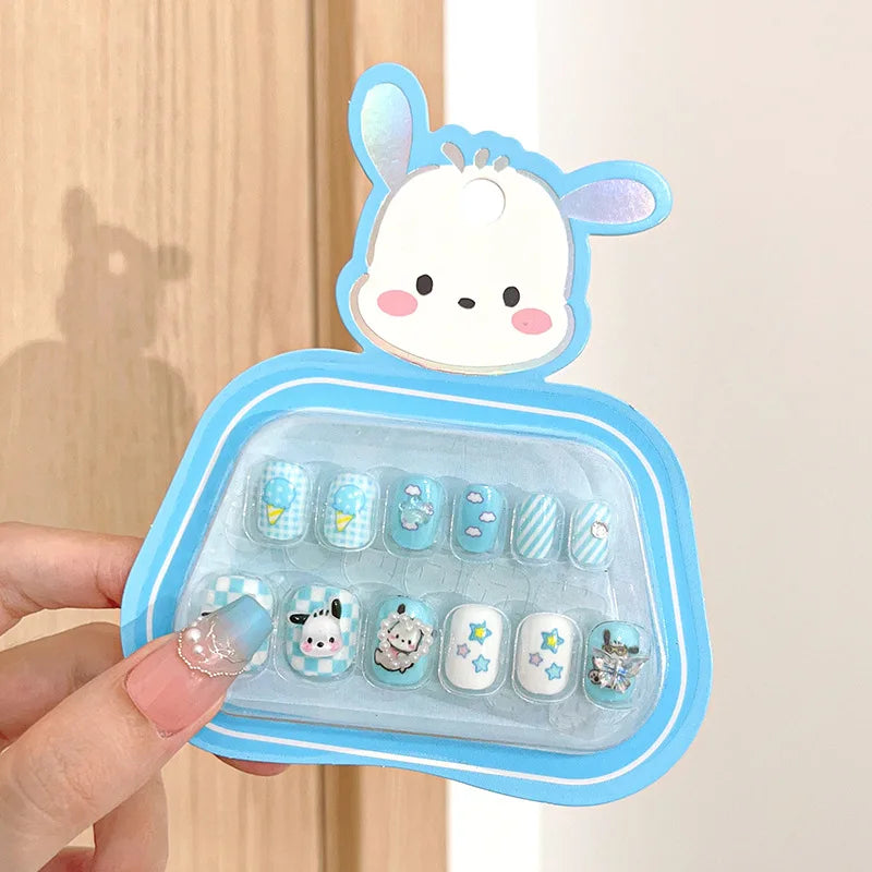 Cartoon Kids Nail Sticker Cute Hello Kitty Cinnamoroll Kuromi Children Self Adhesive Nail Patch Accessories Girl Toy Gift