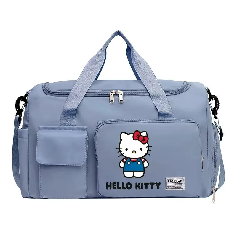 Hello Kitty Women Carry on Travel Bag Large Capacity Gym Weekend Duffle Bags Shoe Compartment Sport Fitness HandBag Girl Gift