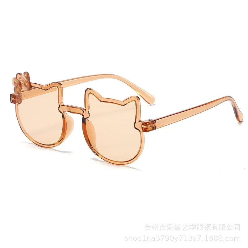 Hello Kitty Kids Sunglasses Girl Boy Shiny Bowknot Sun Glasses Lovely Children Eyewear Fashion Gradient Eyeglasses Gifts