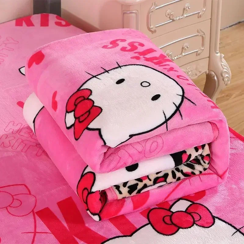 hello kitty comforter Girl Spring Autumn Winter Flannelette Blanket Cartoon Cute Bed Sheet Quilt Student Dormitory duvet