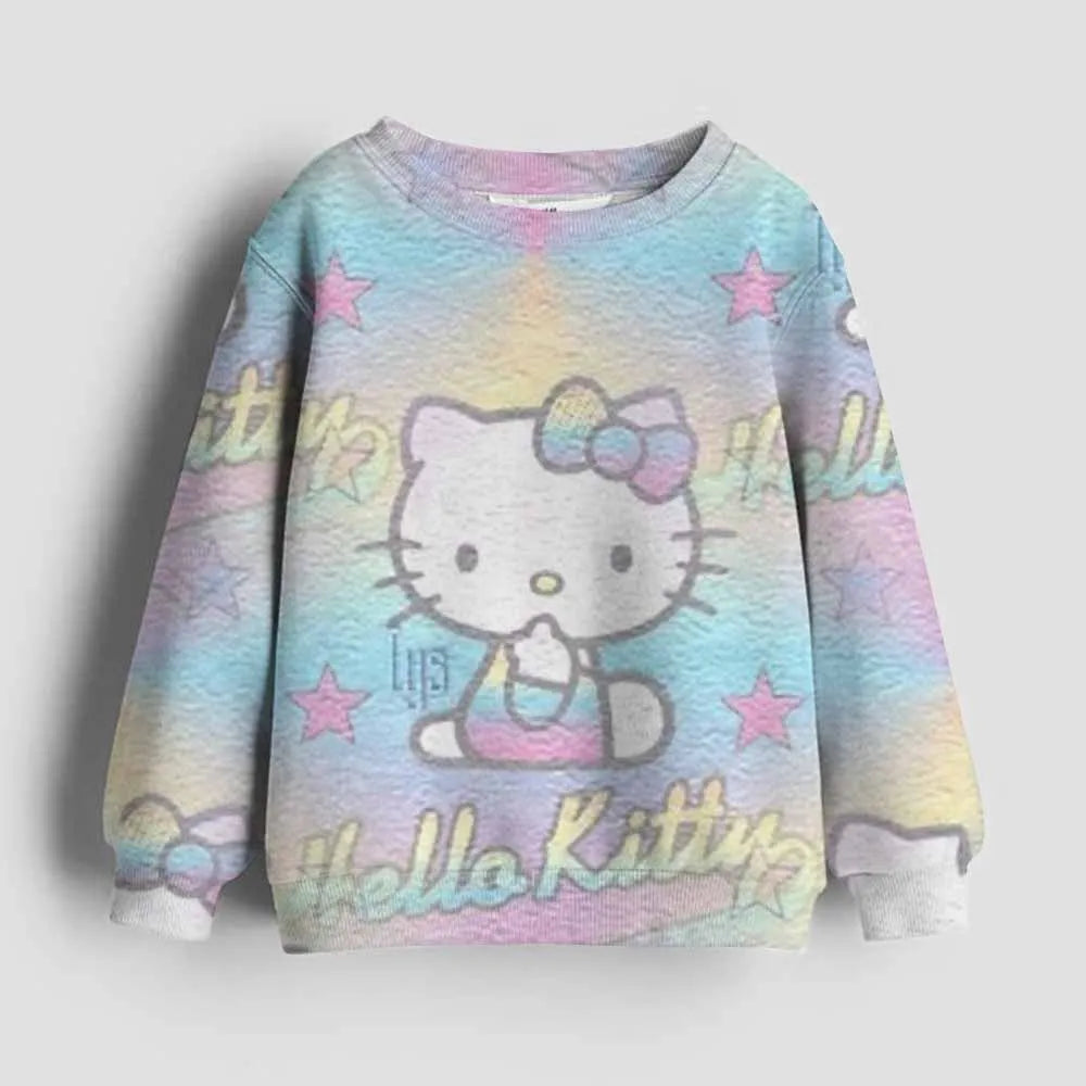 Kawaii Hello Kitty Hoodie Kids Clothes Girls Clothing Fashion Baby Clothes Autumn Kuromi Sweatshirt Children Tops