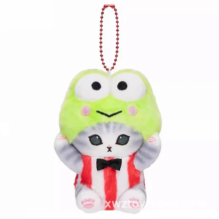 Kawaii Plush Keychain Pendant Cartoon Mofus and Shark Cat Cross-Dressing Hello Kitty Kuromi doll stuff Backpack Decor Toys