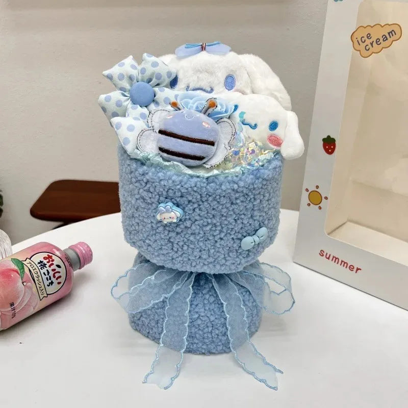 Hello Kitty Bouquet Cute Cartoon Plush Doll Flower Cinnamoroll Kuromi My Melody Toys Flower Girl & Child Holiday Gifts