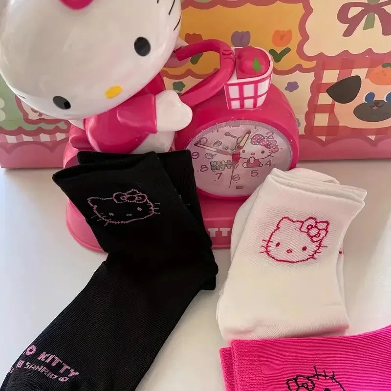 New Kawaii Hello Kitty Soft Cotton Socks Girls Students Back To School Anime Comfortable Casual Women Autumn Winter Sock Gifts