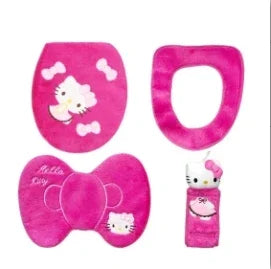 Anime Hello Kitty Toilet Seat Cushion Three Pieces Set Restrooms Universal Winter Household Plush Toilet Seat Cover gift