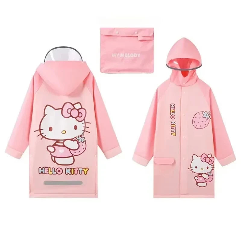 Hello Kitty Kid Raincoat Kawaii Kuromi My Melody Cinnamoroll Children Boy Girl Rain Poncho Reusable Waterproof Rain Coat