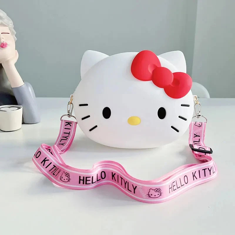 Hello Kitty Small Bag Adorable 3D Cartoon Cute Silicone Zipper Bag Kawaii Waterproof Crossbody Bag Coin Purse Birthday Gift Toys