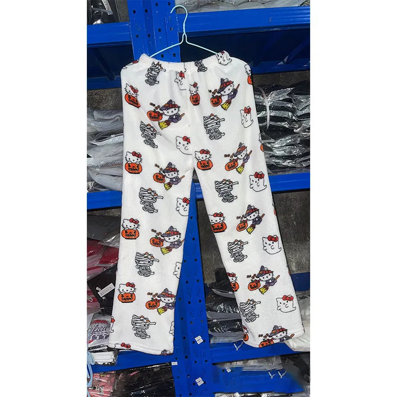 Kawaii Sanrio Hello Kitty Pajamas Long Pants Spider-man Sanrio Hello Kitty Cotton Casual Trousers Home Leisure Pants Sleep Pant