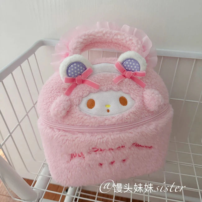 My Melody Cosmetic Case Lovely Cute Anime My Sweet Piano Handbag Storage Bag Japanese Style Kawaii Plush Bag Gifts Girl