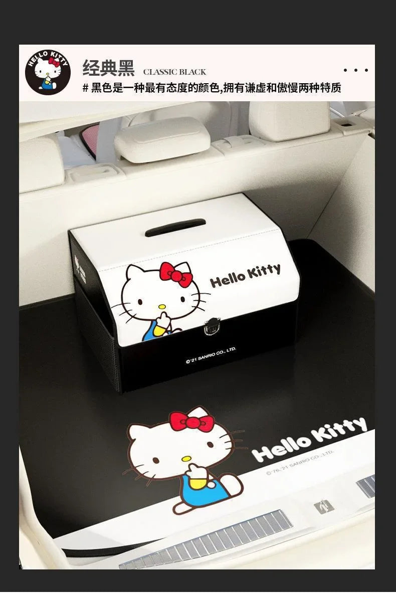 Sanrio Kawaii Hello Kitty Car Trunk Storage Box Anime Cartoon Lovely Fashion Exquisite Creative Waterproof Universal Storage Box