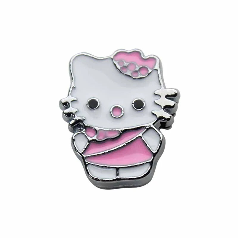 5cps 8mm Enamel Hello Kitty Charms Accessories DIY Wrist Strap Bracelet Collar Handmade Beads for Jewelry Making Kids Gifts