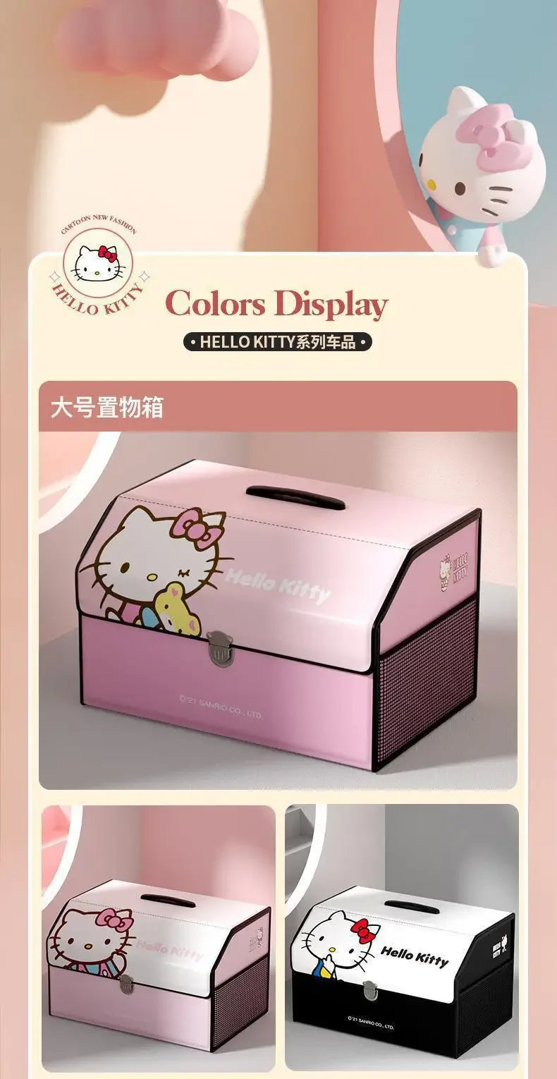 Sanrio Kawaii Hello Kitty Car Trunk Storage Box Anime Cartoon Lovely Fashion Exquisite Creative Waterproof Universal Storage Box