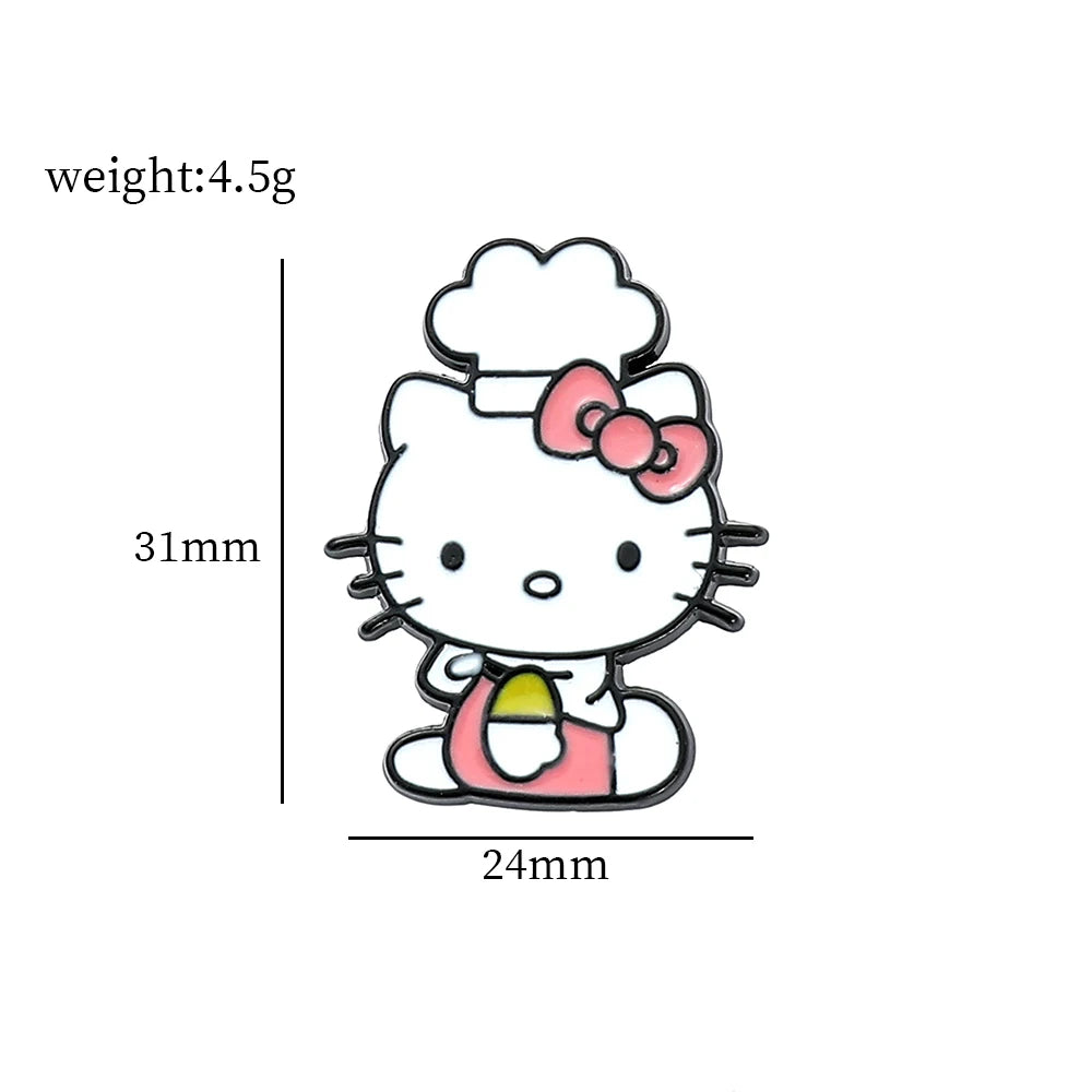 Anime Kitty Cat Enamel Brooch for Backpack Accessories Cute Kuromi Pochacco Metal Button Pins Jacket Badge Jewelry Accessories