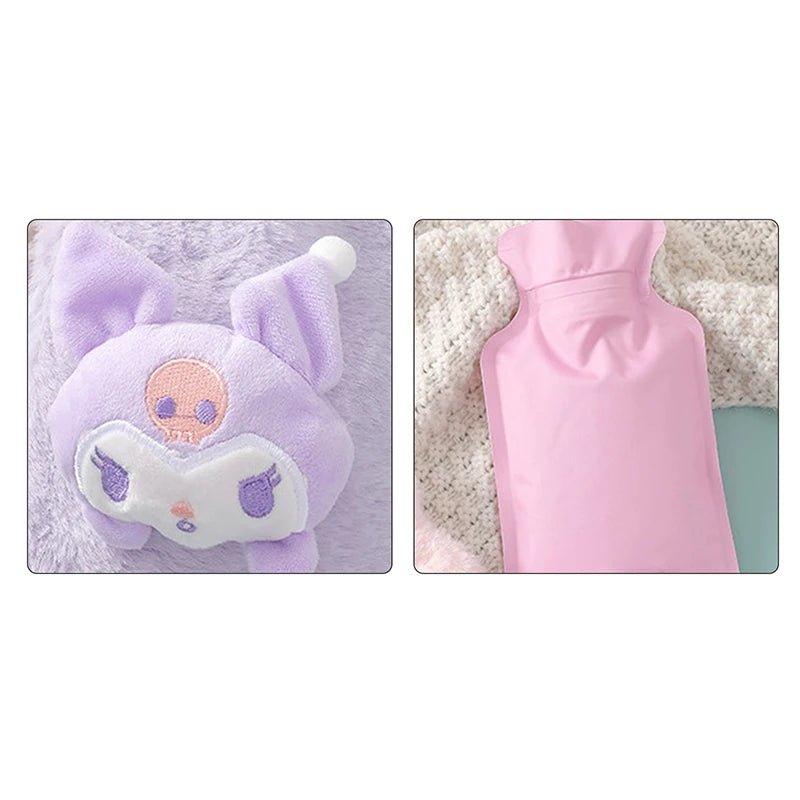 Sanrio Plush Hot Water Bottle Hello Kitty Kuromi Cinnamoroll Melody Reusable Heating Hot Water Bottle Bag Girls Gifts 250ML