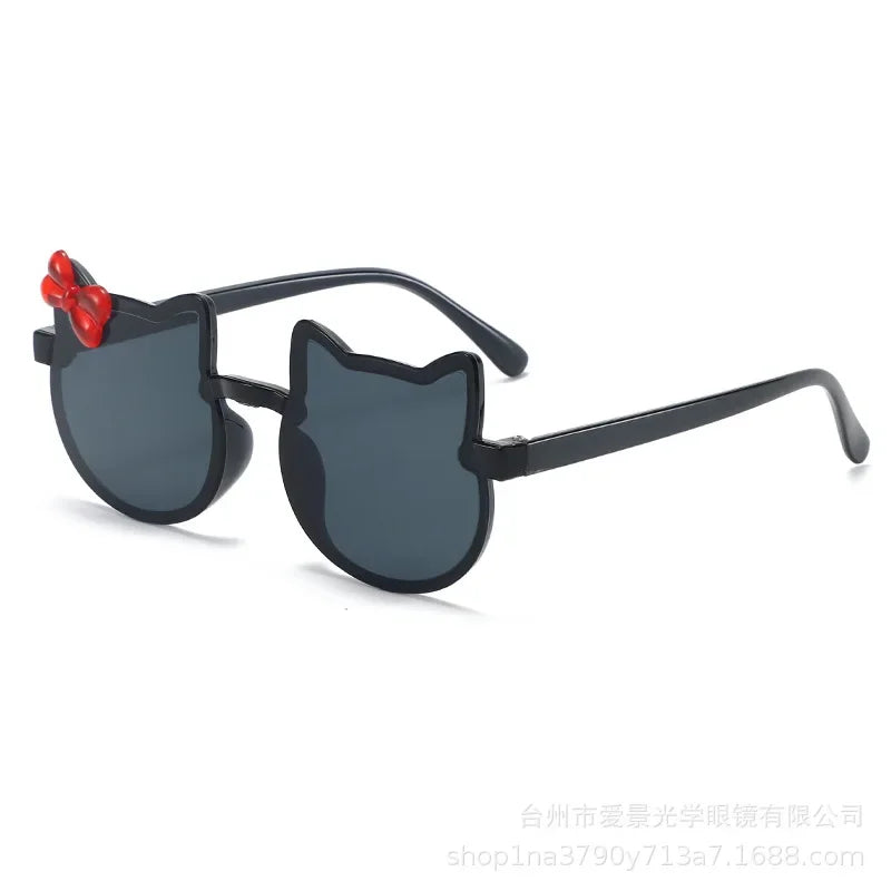 Hello Kitty Kids Sunglasses Girl Boy Shiny Bowknot Sun Glasses Lovely Children Eyewear Fashion Gradient Eyeglasses Gifts