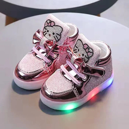 Children Luminous Shoes Boys Girls Hello Kitty Shoes Flashing Lights Fashion Sneakers Toddler Little Kid LED Sneakers