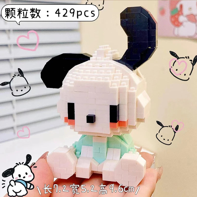 Sanrio Anime Hello Kitty My Melody Cinnamoroll Pompompurin Kuromi Building Blocks Girl Kid Holiday Christmas Gift