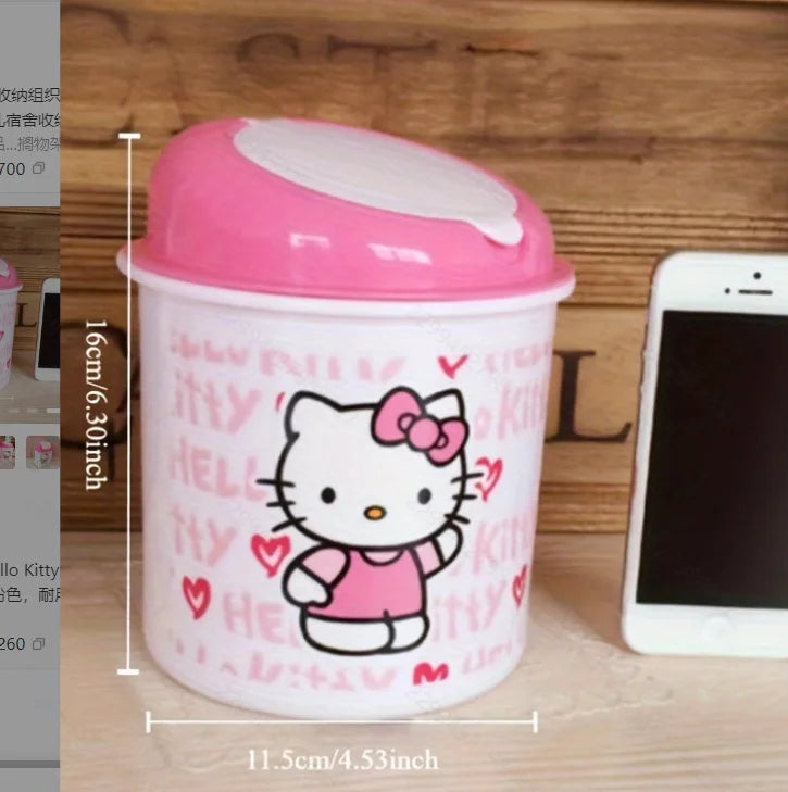 Cute Desktop Can Hello Kitty Trash Kawaii Cartoon Anime Office Living Room Desktop Small Size Trash Storage Toy Girl Gift