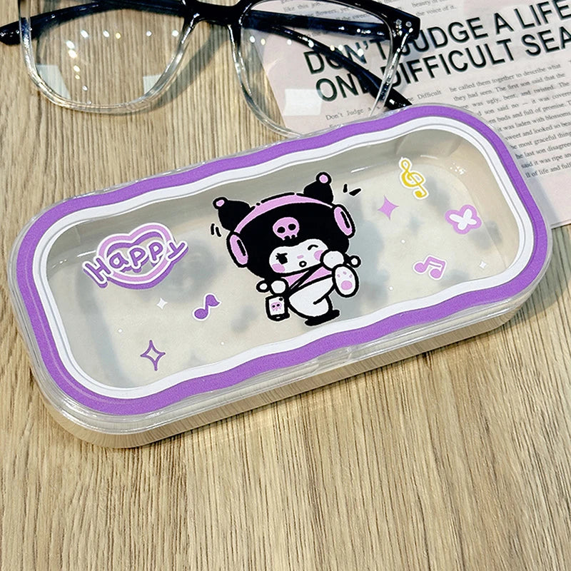 New Cartoon Anime Hello Kitty Kuromi Melody Glasses Case Kawaii Fashion Simple Portable Anti-fall Sunglasses Storage Box