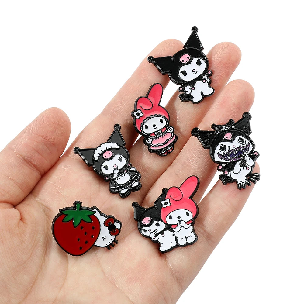 Sanrio Enamel Pins for Backpack Cute Cartoon Hello Kitty Brooches for Women Kawaii Kuromi My Melody Anime Metal Badges Jewelry