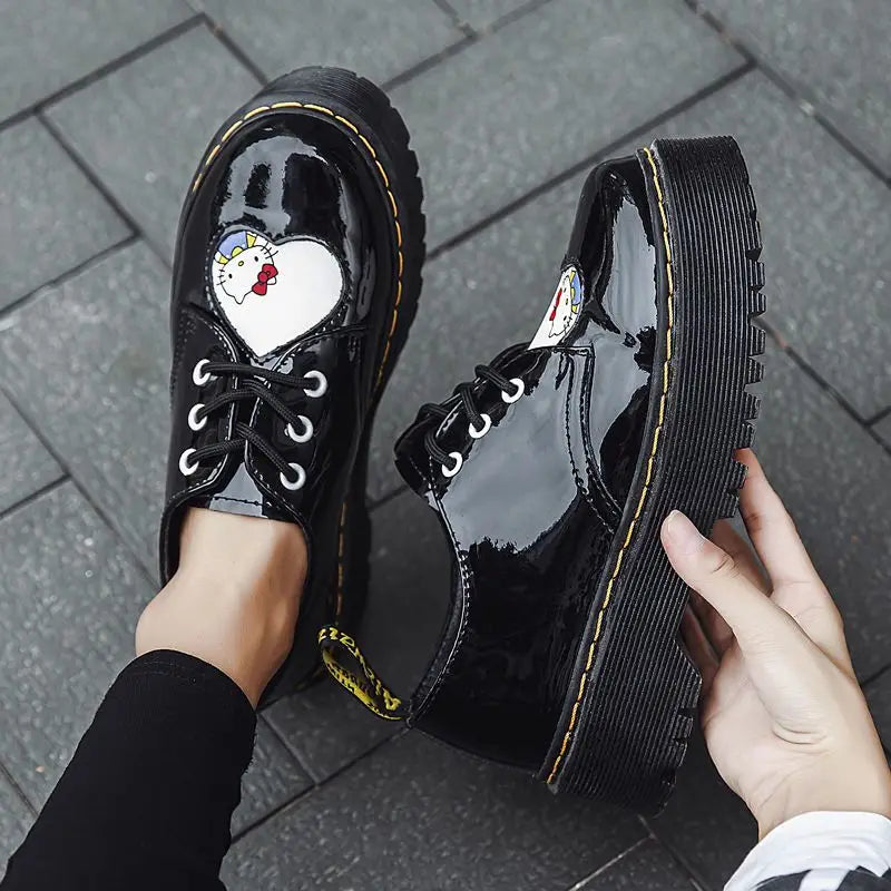 High-quality Womans Shoes 2024 Black Platform Sneakers Woman Designer Shoes Zapatillas De Mujer Black Hello Kitty Lolita Shoes