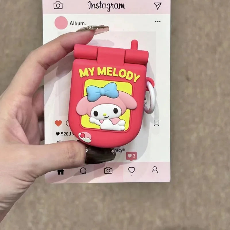 Kawaii Hello Kitty Cartoon Flip Mirror Headphone Cover for AirPods 1/2 Generation Pro Bluetooth Wireless Headphone Cover