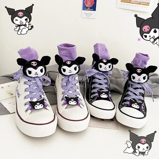 Original Kuromi High Top Canvas Shoes Rubber Non-slip Canvas Shoes Kawaii Student Japanese Girl Cute Cartoon Sneakers