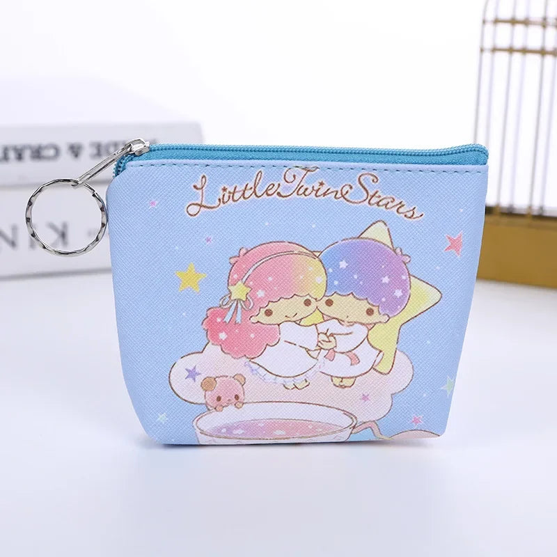 Hello Kitty Purse Coin Purses Cartoon Printed PU Melody Cute Wallet Bag Keychains Storage Bag Kuromi Kawaii Mini Pouch