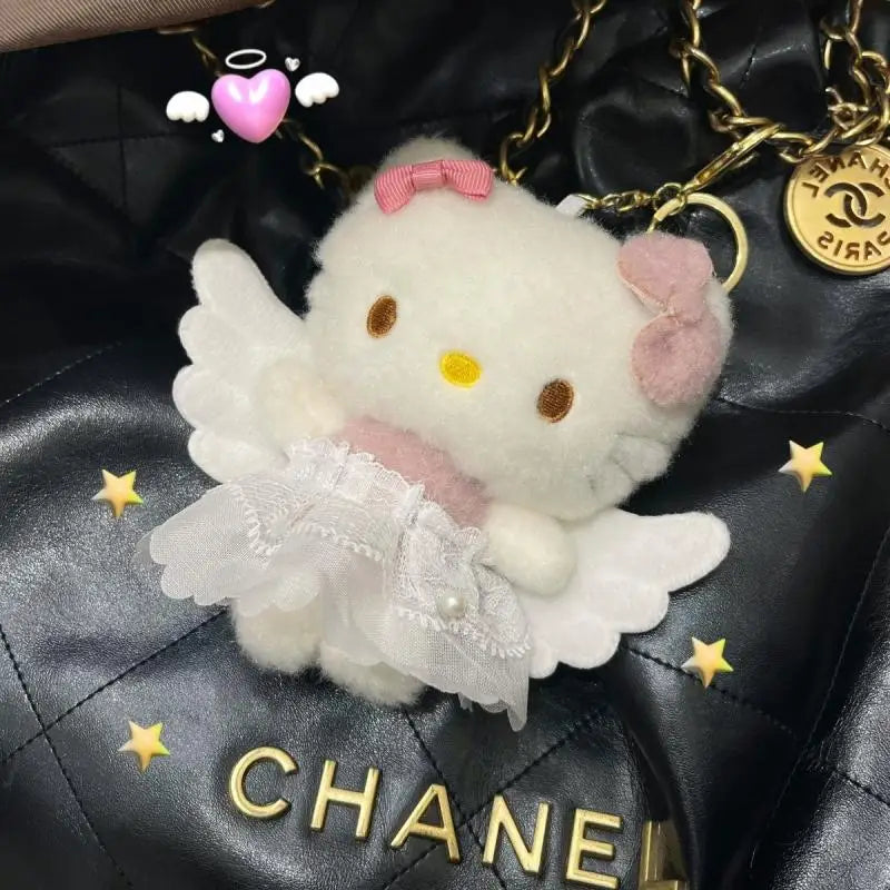 Hello Kitty Fairy Dress Angel Plush Keychain Cartoon Cute Plush Pendant Backpack Decoration Accessories Stuffed Toys Gift