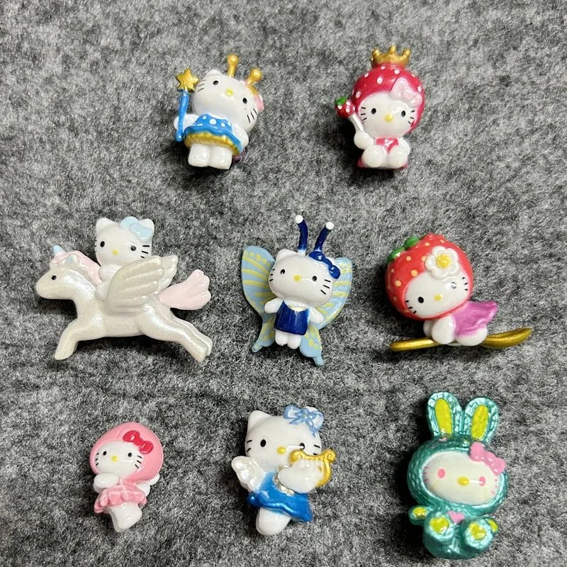 Anime Mini Hello Kitty Sitting Fluorescent Rabbit Pegasus DIY Patch Material Accessories Hairpin Accessories Doll Handmade Toys