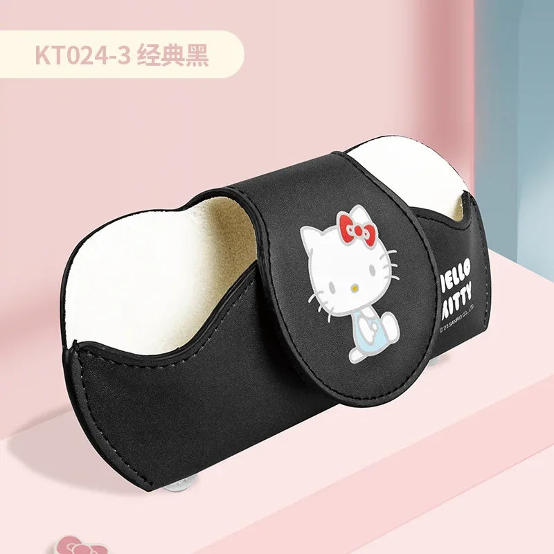 Kawaii Hello Kitty Anime Car Glasses Case Sun Visor Glasses Case Clip-On Sunglasses Multifunction Accessories Storage Hot