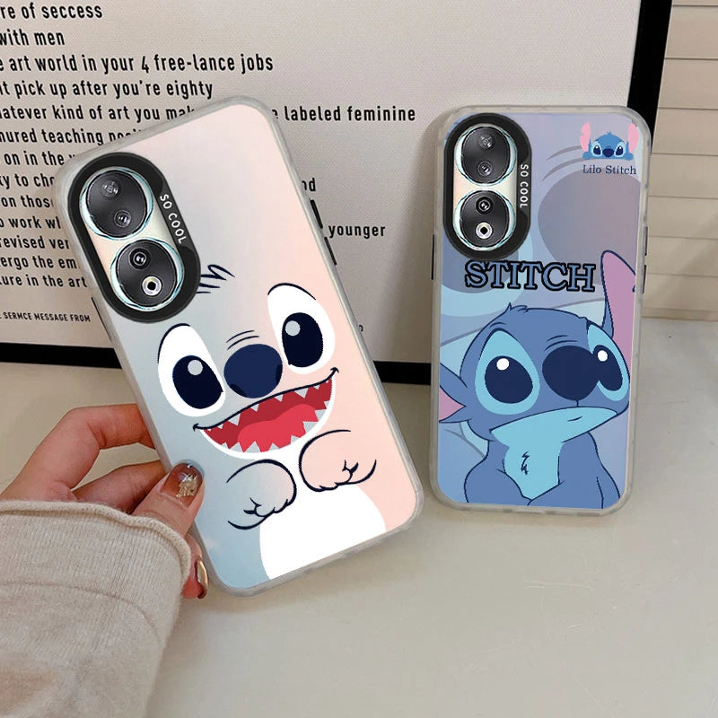 For Honor 90 Phone Case Lilo Stitch Big Eye Cute Cartoon Lovely Cover Matte Laser Coque For Honor 90 Fundas Honor90 Bumper