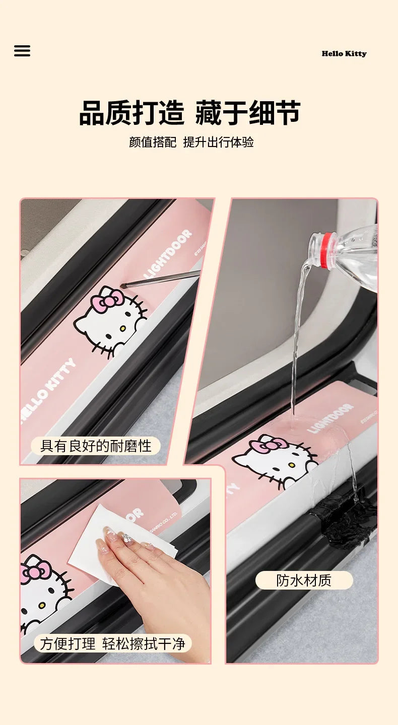 Kawaii Sanrio Car Door Sill Protection Strip Anti-Pedal Wear-Resistant Pu Cartoon Hello Kitty Cute Car Decoration Accessories