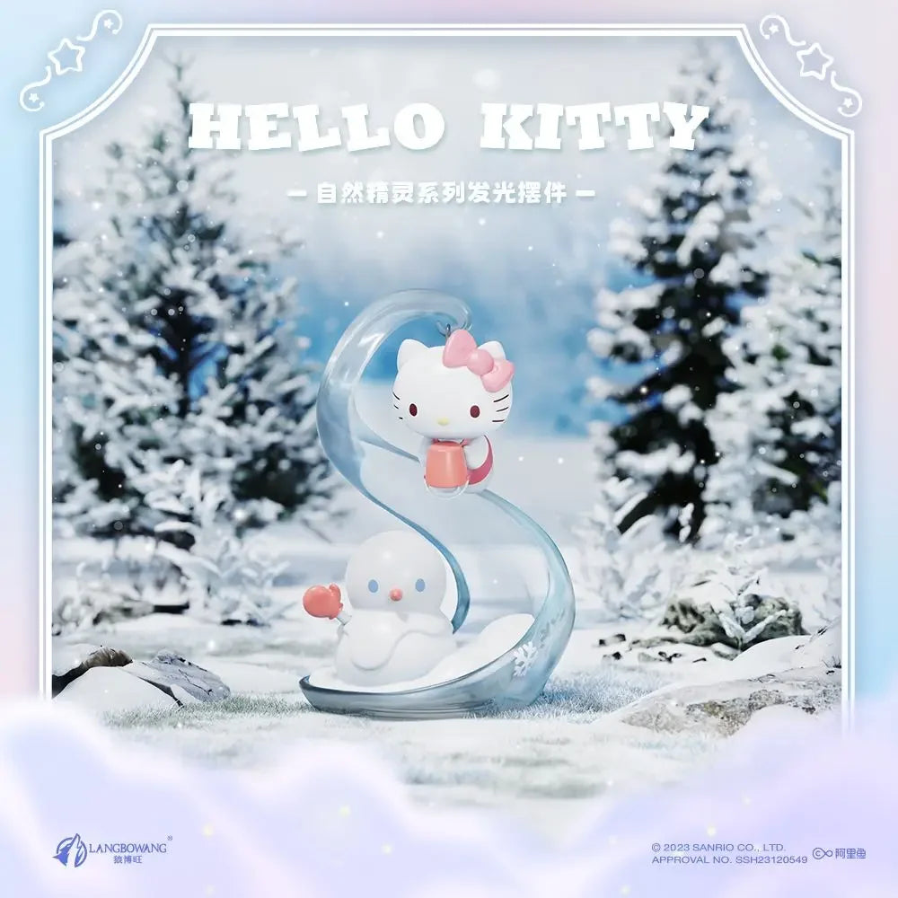 Genuine Cute Cartoon HelloKitty Cinnamoroll Kuromi Luminous Elf Ornament Girls Ambient Light Bedroom DesktopGift Dress Up