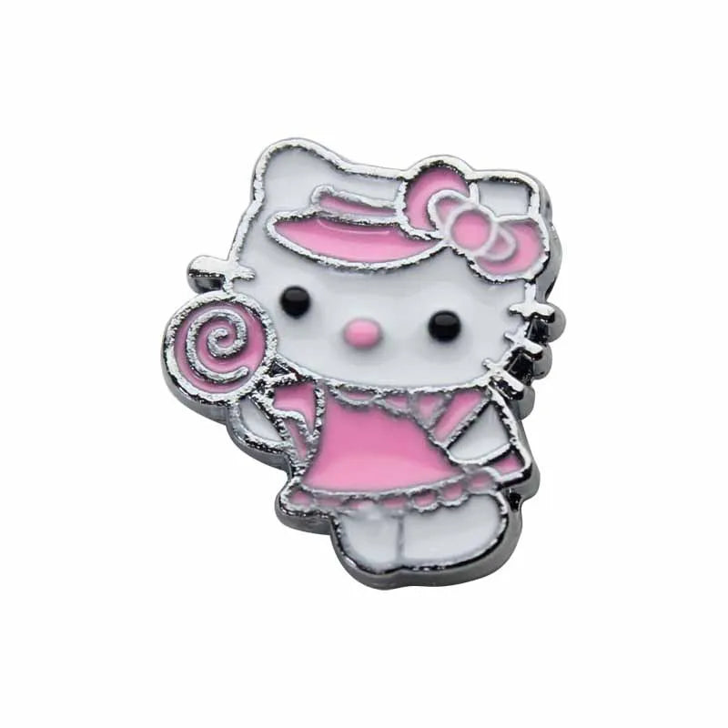 5cps 8mm Enamel Hello Kitty Charms Accessories DIY Wrist Strap Bracelet Collar Handmade Beads for Jewelry Making Kids Gifts