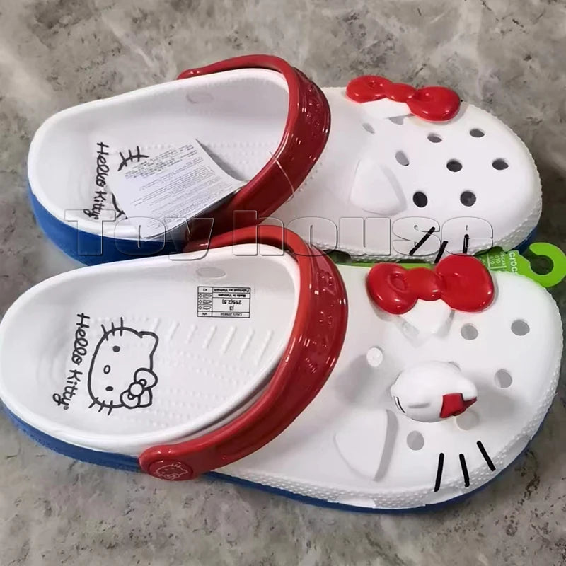 Hello Kitty Hole Sandals Slippers Kt Cat Sandals Kawaii Eva Anime Home Beach Shoes Summer Slippers Adult Kids Gift