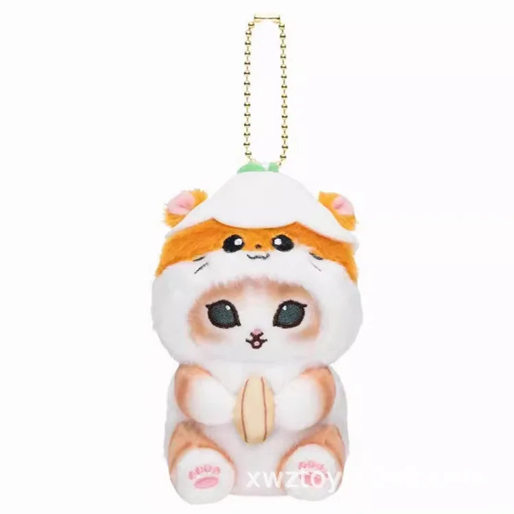 Kawaii Plush Keychain Pendant Cartoon Mofus and Shark Cat Cross-Dressing Hello Kitty Kuromi doll stuff Backpack Decor Toys