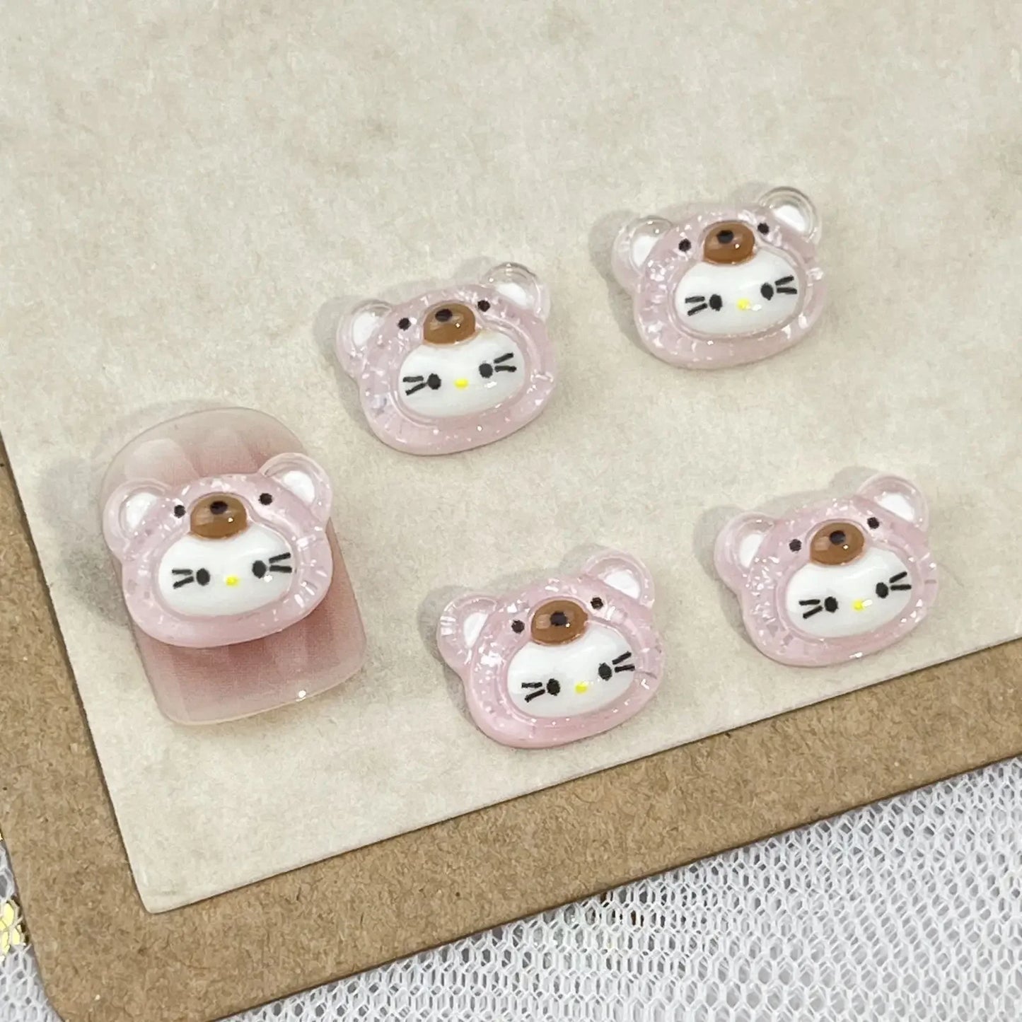 20Pcs Kawaii Sunglasses Hello Kitty Nail Accessories Diy Transparent Glitter Powder Cherry Bear Phone Case Decoration