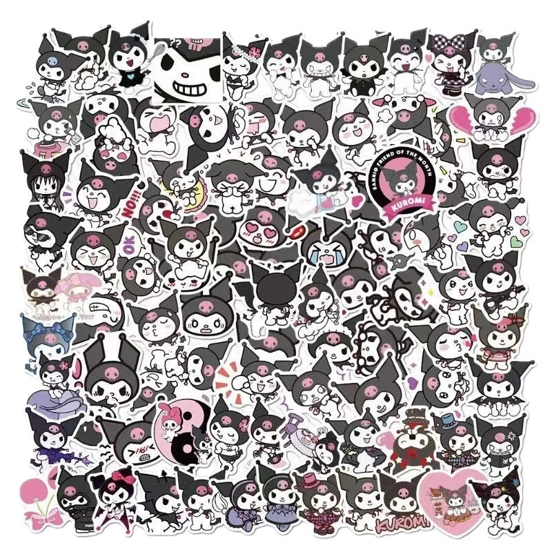 50/100Pcs Sticker Kawaii Hello Kitty Kuromi Melody Cinnamoroll Laptop Skin DIY Diary Stationery Stickers Kids Toys Gifts