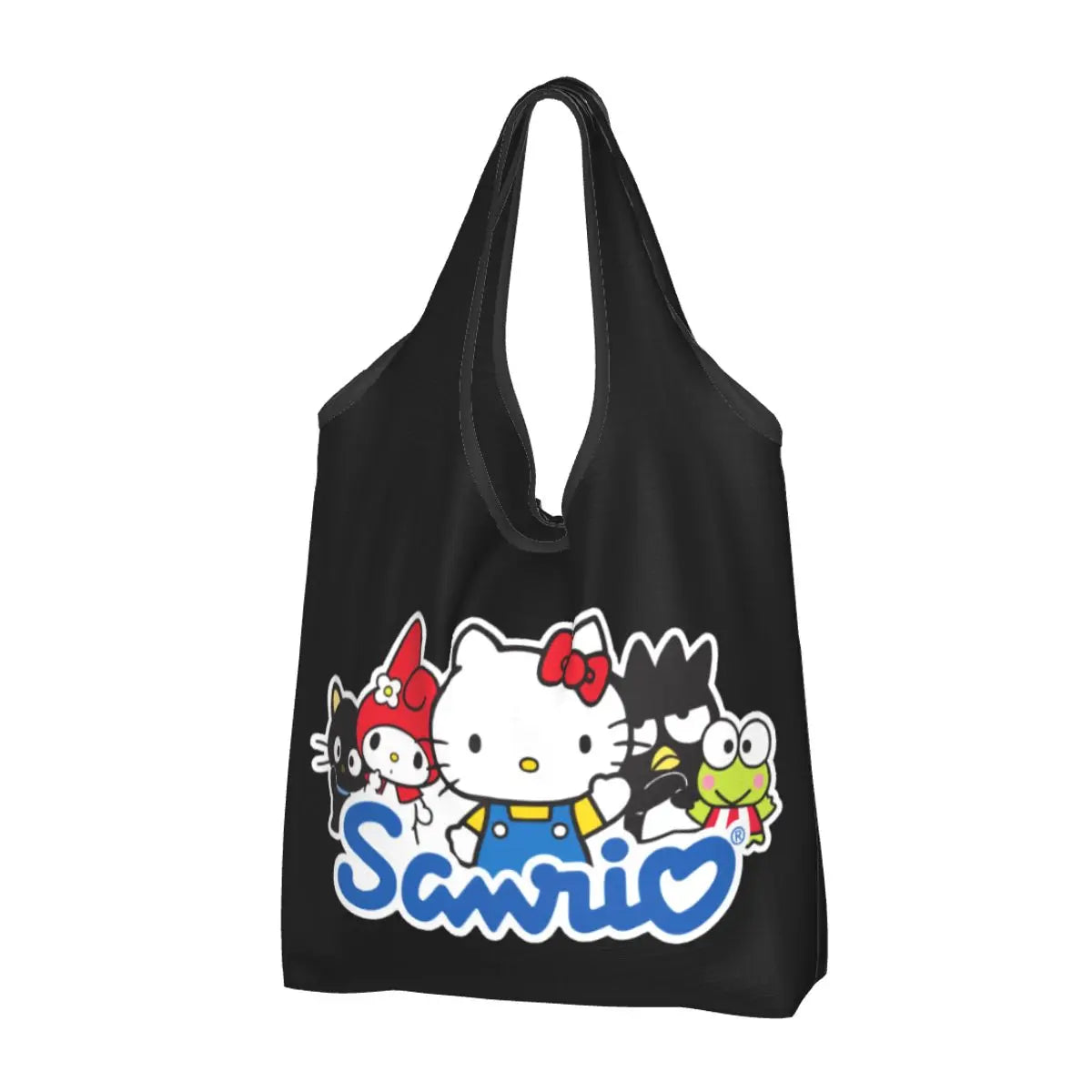 Custom Hello Kitty Groceries Shopping Bag Funny Shopper Shoulder Tote Bags Large Capacity Portable Handbag