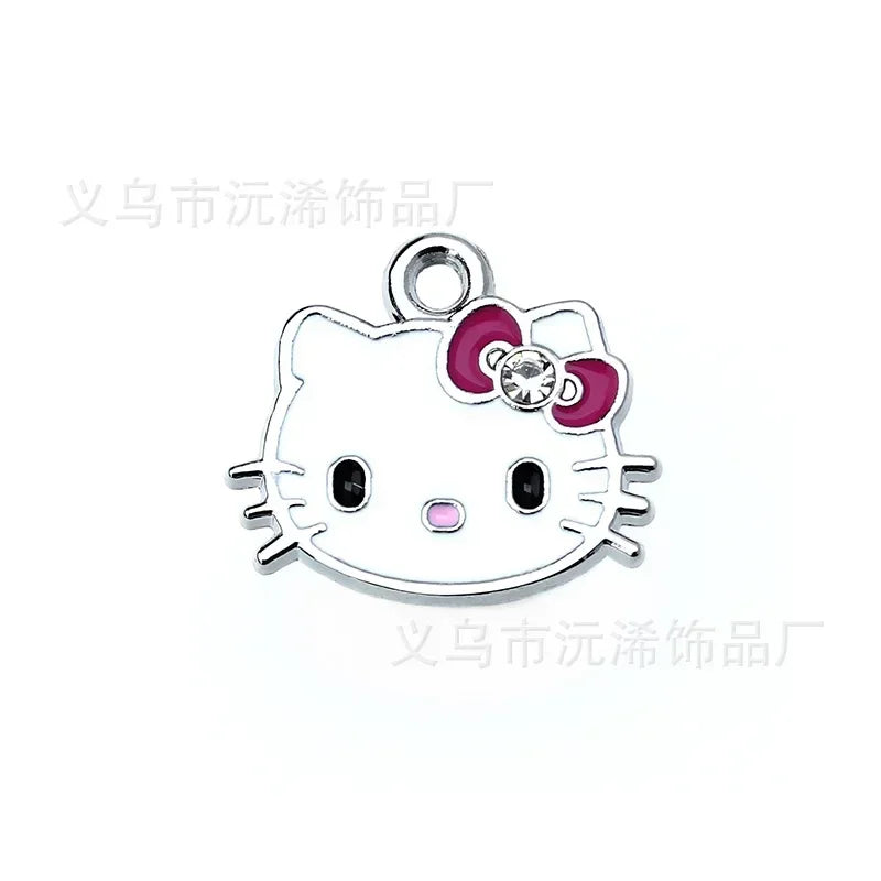 5pcs Hello Kitty Alloy Pendant Charms DIY Jewelry Accessories for Bracelet Rose Pink Blue Kt Metal Charms Handmade Supplies