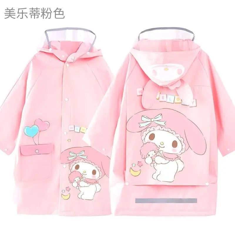 Kawaii Kuromi My Melody Hello Kitty Cute Cartoon Child Raincoat Student Poncho Outdoor Water Proof Anime Peripheral Gift