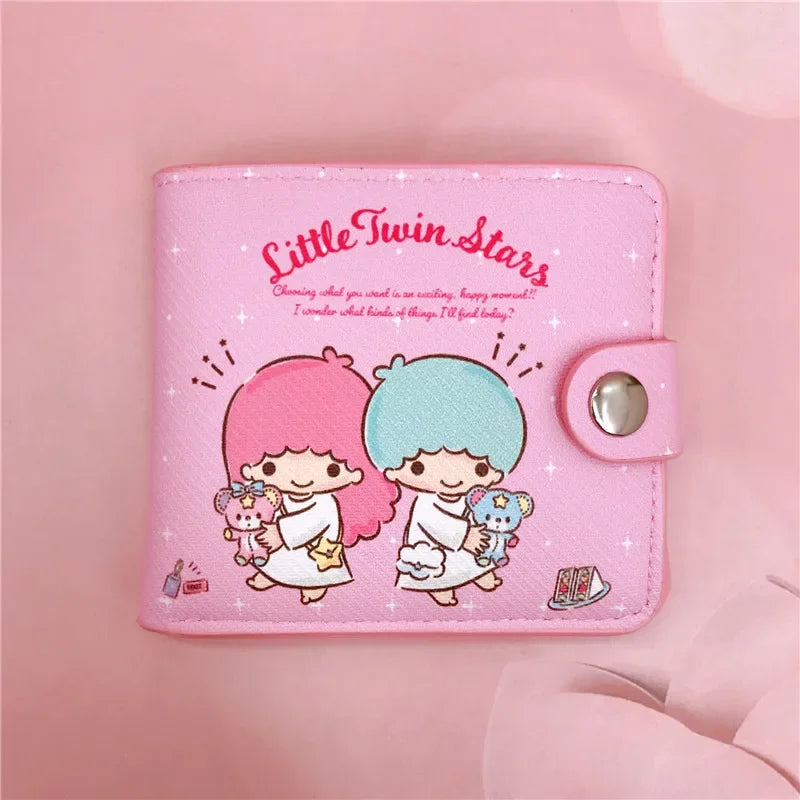 Cartoon Pu Wallet Casual Girl Bag Cute Hello Kitty Kuromi Melody Portable Id Card Holders Coin Purse Cute Girls Gifts