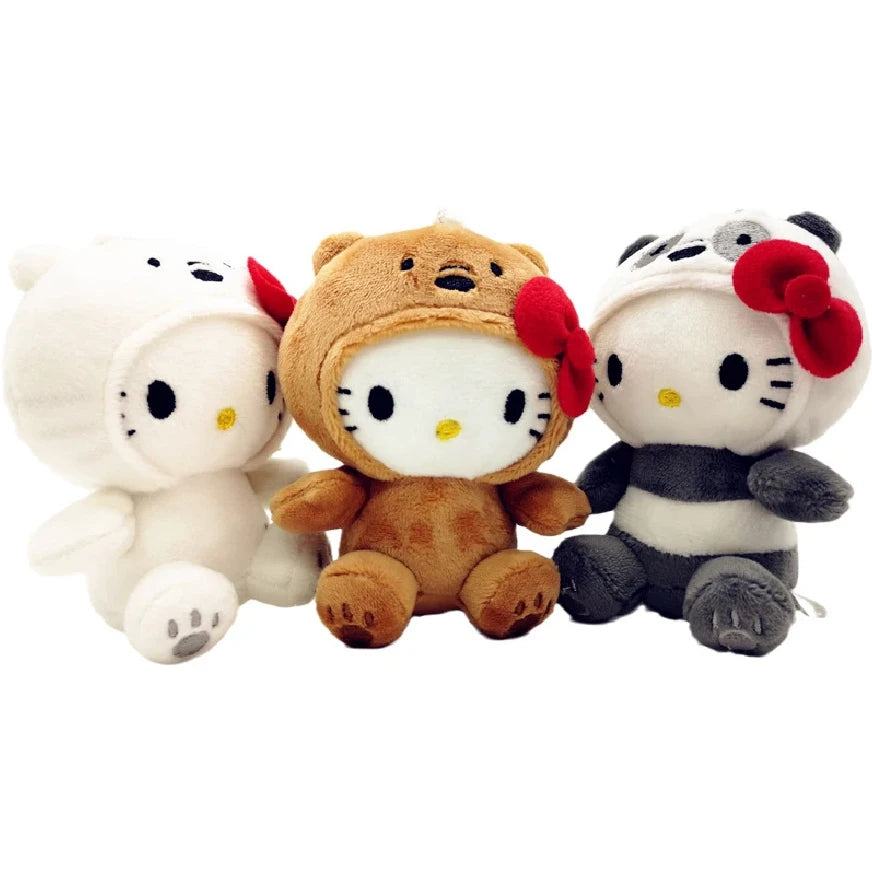 10Cm Bow Kitty Kt Cos Brown Bear White Bear Anime Plush Toy Panda Cute Soft Stuffed Doll Pendant Key Chains Gifts Kids