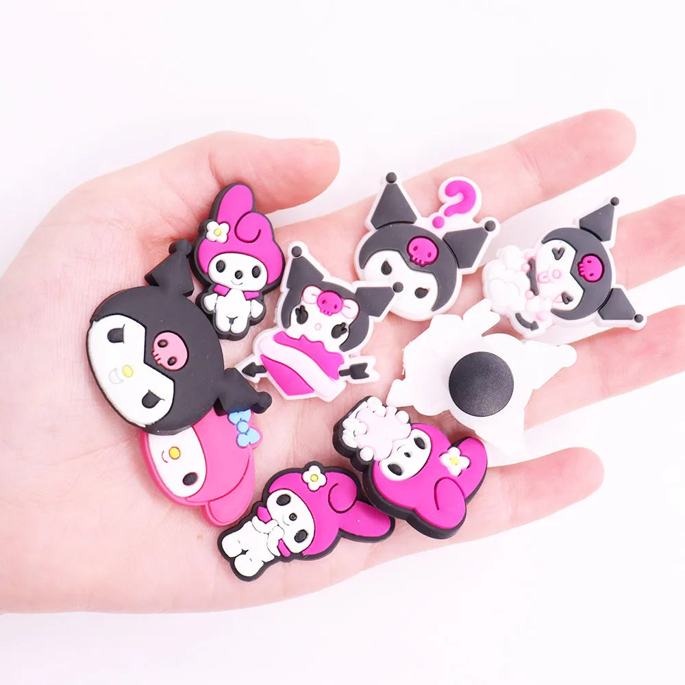 Hot Sales 1-15pcs Hello Kitty PVC Adorable Shoes Buckle Charms Kids Sandals Decorations Fit Birthday Gifts