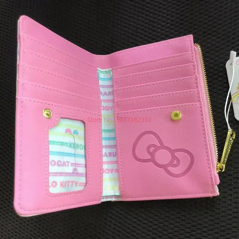 2025 New Hello Kitty Purse Lounge fly Clutch Purse Women's Purse Adult Birthday Gift Card Bag Double Fold Pink Coin Purse