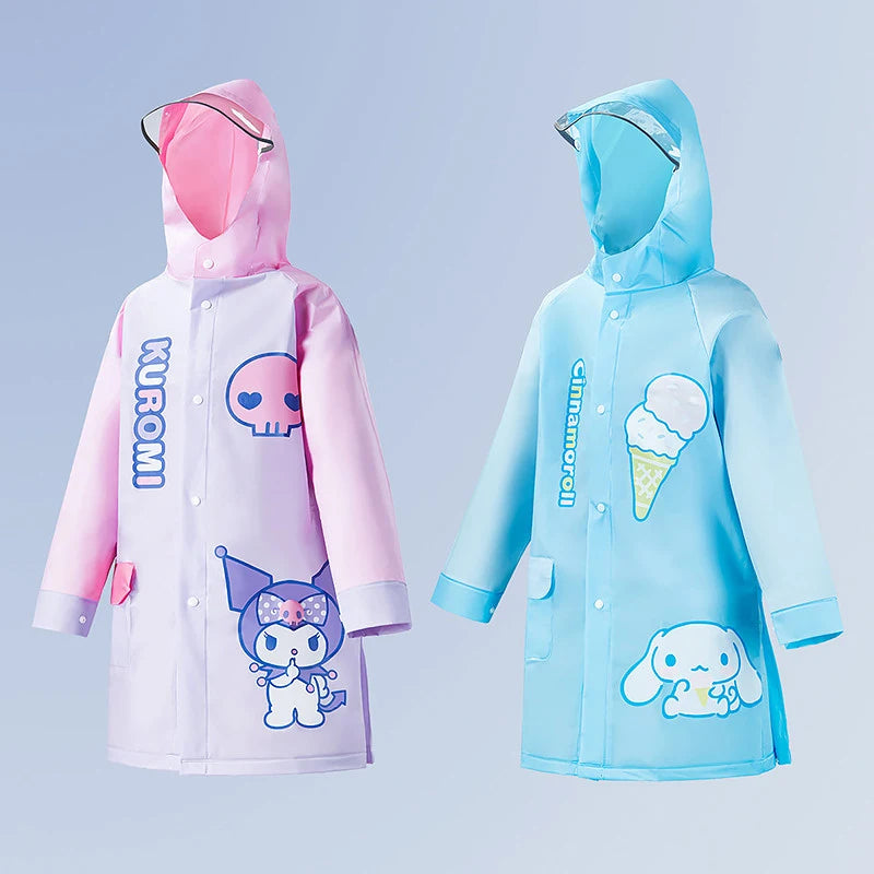 Cinnamoroll Kuromi Anime Kawaii Children Raincoat Cute Cartoon My Melody Boys Girls Waterproof Rain Coat Kids Gifts