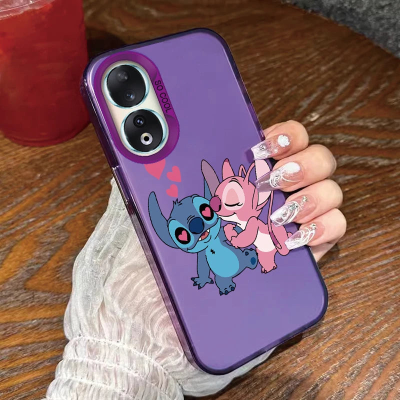 For Honor 90 Phone Case Lilo Stitch Big Eye Cute Cartoon Lovely Cover Matte Laser Coque For Honor 90 Fundas Honor90 Bumper