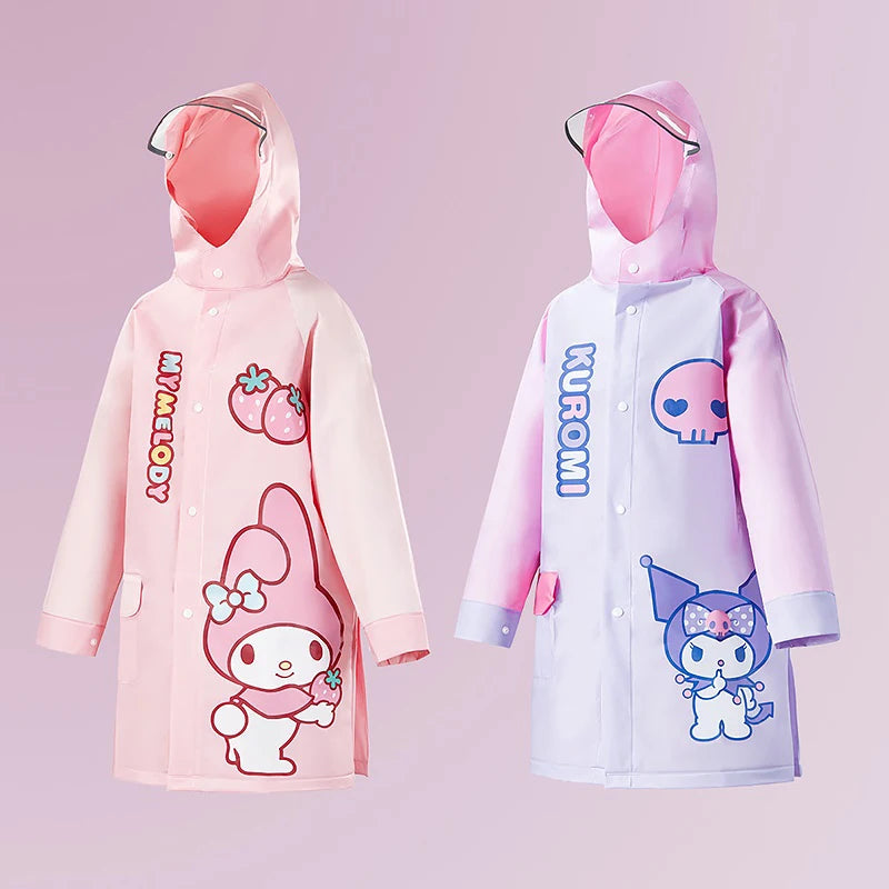 Cinnamoroll Kuromi Anime Kawaii Children Raincoat Cute Cartoon My Melody Boys Girls Waterproof Rain Coat Kids Gifts