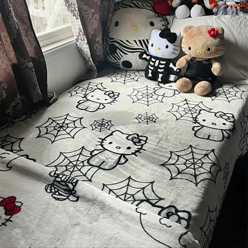 Hello Kitty Halloween Blanket Winter Thickened Blanket Anime Kids Room Decor Quilt Flannel Soft Comfortable Bed Sheets